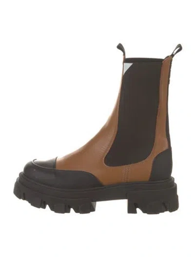 Pre-owned Ganni Leather Chelsea Boots In Brown