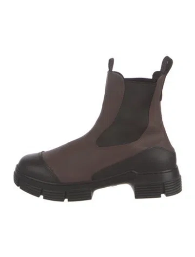 Pre-owned Ganni Leather Chelsea Boots In Brown