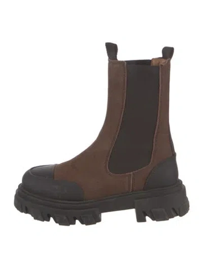 Pre-owned Ganni Leather Chelsea Boots In Brown