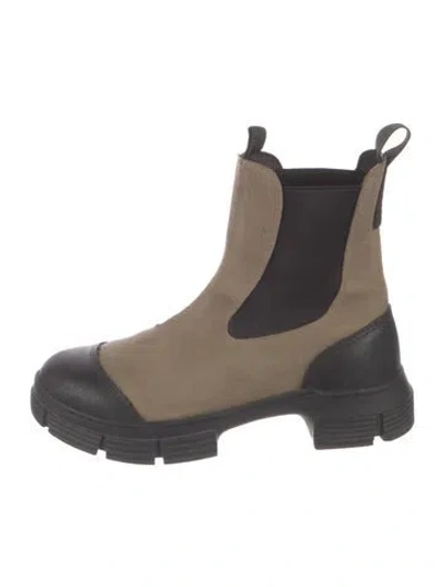 Pre-owned Ganni Leather Chelsea Boots In Brown