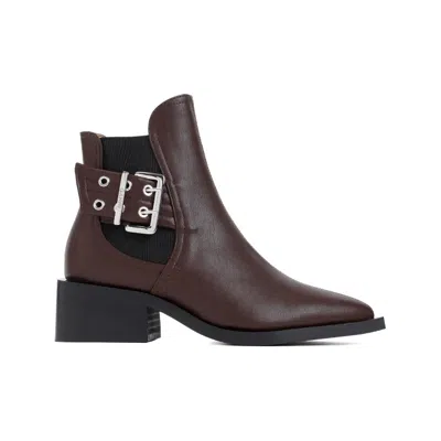 Ganni Leather Chelsea Boots In Brown