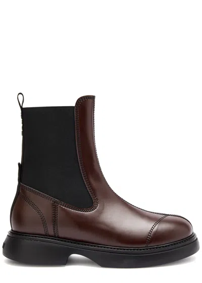 GANNI GANNI WOMENS FAUX LEATHER BROWN CHELSEA BOOTS UK6