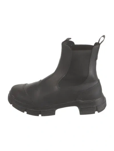 Pre-owned Ganni Leather Chelsea Boots In Grey
