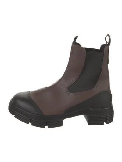 Pre-owned Ganni Leather Chelsea Boots In Multi