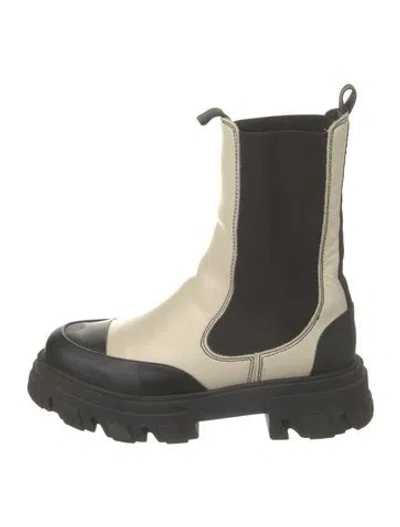 Pre-owned Ganni Leather Chelsea Boots In Neutral