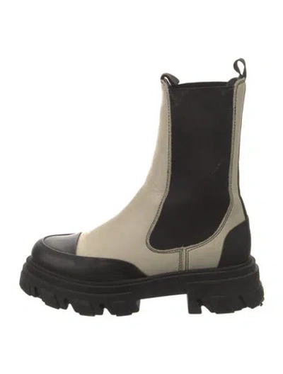 Pre-owned Ganni Leather Chelsea Boots In Neutral