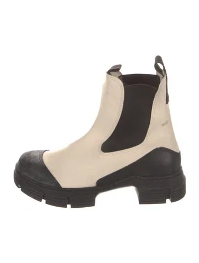 Pre-owned Ganni Leather Chelsea Boots In Neutral