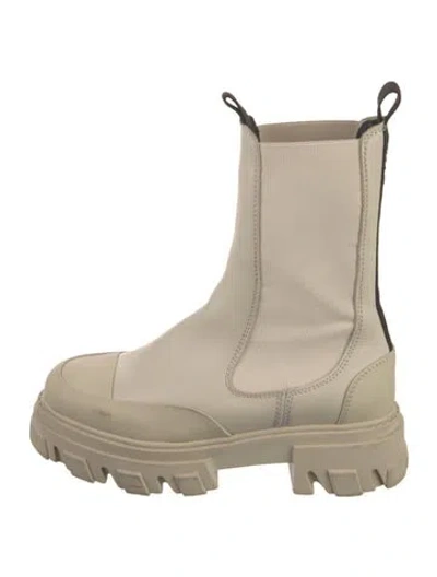 Pre-owned Ganni Leather Chelsea Boots In Neutral