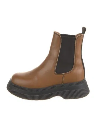 Pre-owned Ganni Leather Chelsea Boots In Neutral