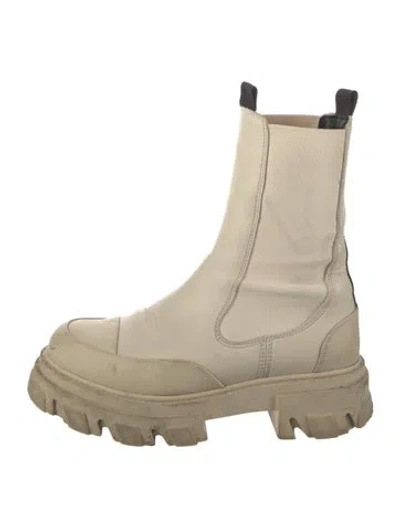 Pre-owned Ganni Leather Chelsea Boots In Neutral