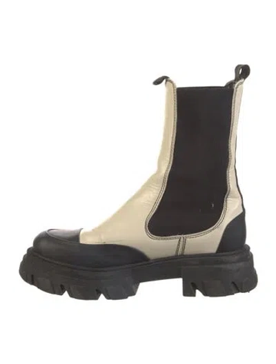 Pre-owned Ganni Leather Chelsea Boots In Neutral
