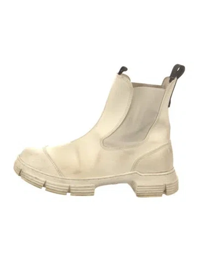 Pre-owned Ganni Leather Chelsea Boots In Neutrals