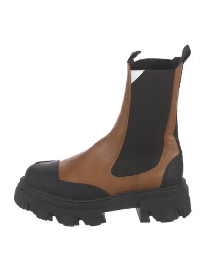 Pre-owned Ganni Leather Chelsea Boots In Neutrals