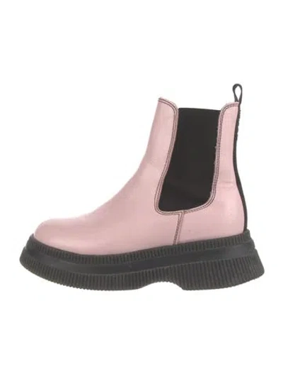 Pre-owned Ganni Leather Chelsea Boots In Pink