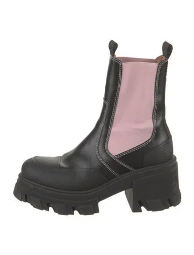Pre-owned Ganni Leather Chelsea Boots In Pink