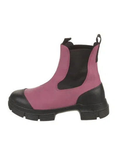 Pre-owned Ganni Leather Chelsea Boots In Pink
