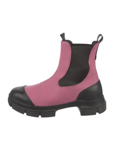Pre-owned Ganni Leather Chelsea Boots In Pink