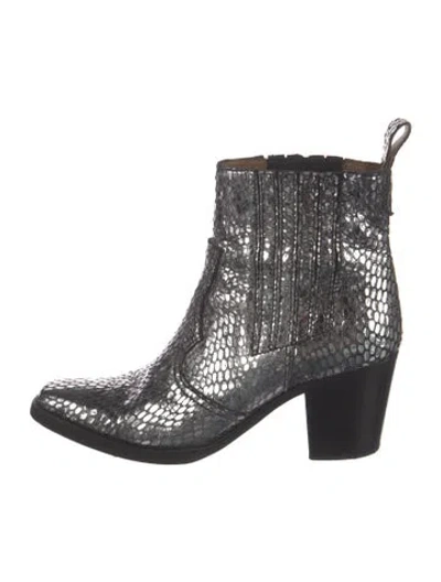 Pre-owned Ganni Leather Chelsea Boots In Silver