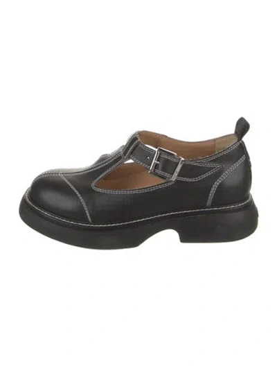Pre-owned Ganni Leather Chunky Sneakers In Black