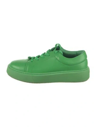 Pre-owned Ganni Leather Chunky Sneakers In Green