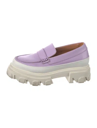 Pre-owned Ganni Leather Chunky Sneakers In Neutral