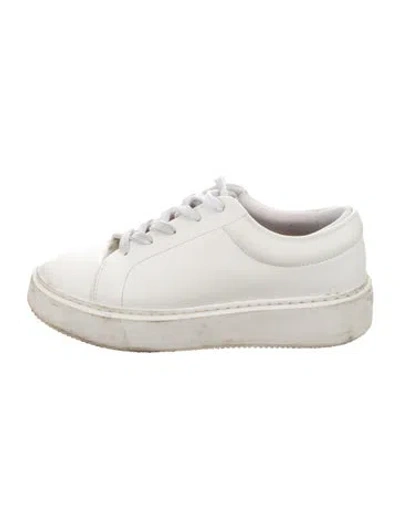 Pre-owned Ganni Leather Chunky Sneakers In White