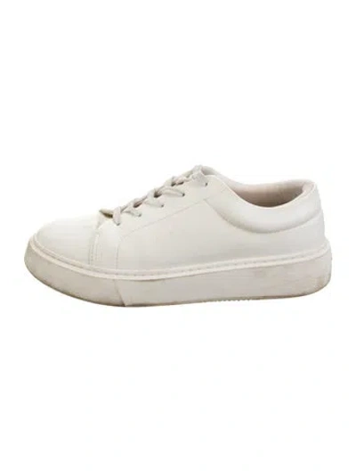Pre-owned Ganni Leather Chunky Sneakers In White