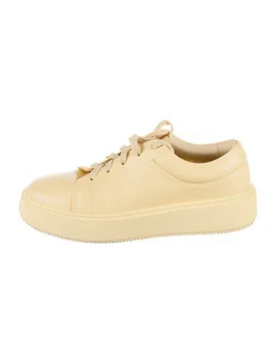 Pre-owned Ganni Leather Chunky Sneakers In Yellow