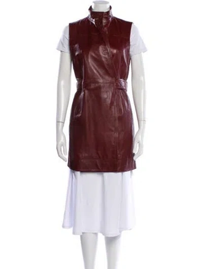 Pre-owned Ganni Leather Coat In Brown