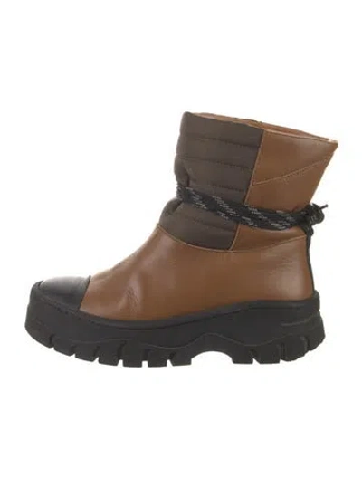 Pre-owned Ganni Leather Colorblock Pattern Boots In Multi