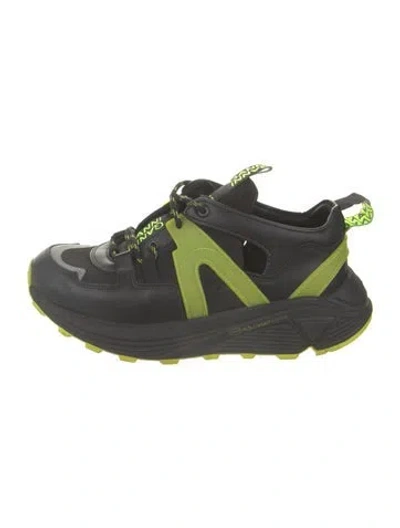 Pre-owned Ganni Leather Colorblock Pattern Chunky Sneakers In Neutral