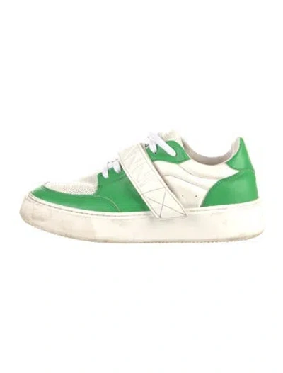 Pre-owned Ganni Leather Colorblock Pattern Sneakers In White