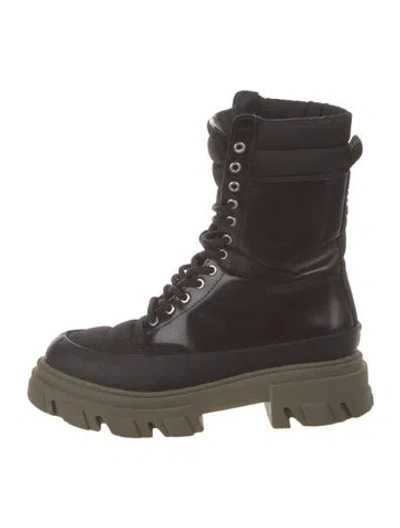 Pre-owned Ganni Leather Combat Boots In Brown