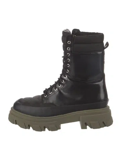 Pre-owned Ganni Leather Combat Boots In Multi