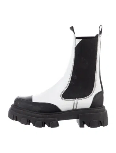 Pre-owned Ganni Leather Combat Boots In Multi
