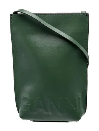 Pre-owned Ganni Leather Crossbody Bag In Green