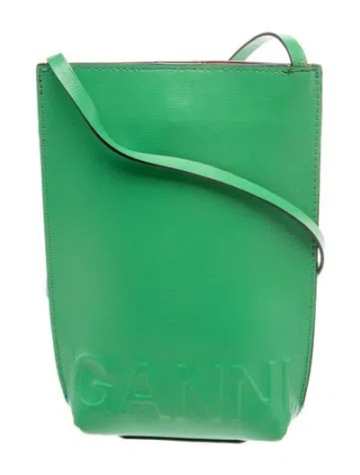 Pre-owned Ganni Leather Crossbody Bag In Green