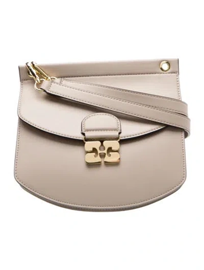 Pre-owned Ganni Leather Crossbody Bag In Neutral