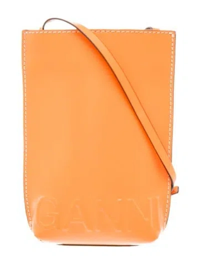 Pre-owned Ganni Leather Crossbody Bag In Orange