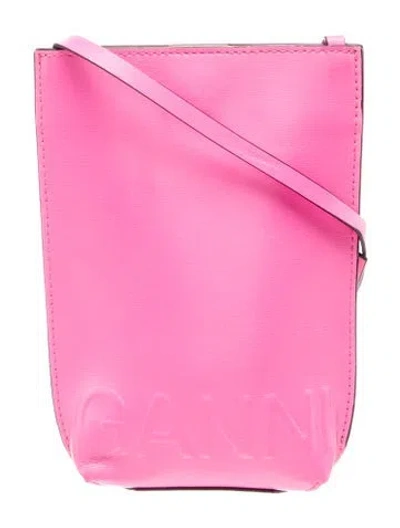 Pre-owned Ganni Leather Crossbody Bag In Pink