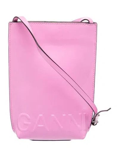 Pre-owned Ganni Leather Crossbody Bag In Pink