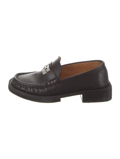 Pre-owned Ganni Leather Crystal Embellishments Sneakers In Black