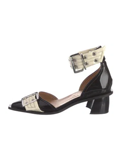 Pre-owned Ganni Leather D'orsay Pumps In Black