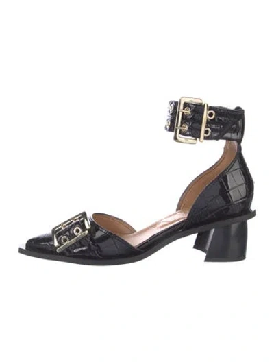 Pre-owned Ganni Leather D'orsay Pumps In Black