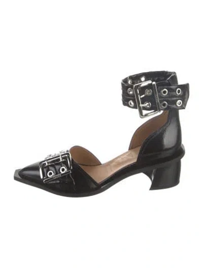 Pre-owned Ganni Leather D'orsay Pumps In Black