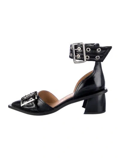 Pre-owned Ganni Leather D'orsay Pumps In Black