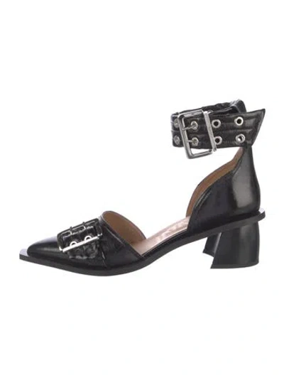 Pre-owned Ganni Leather D'orsay Pumps In Black