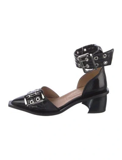 Pre-owned Ganni Leather D'orsay Pumps In Black