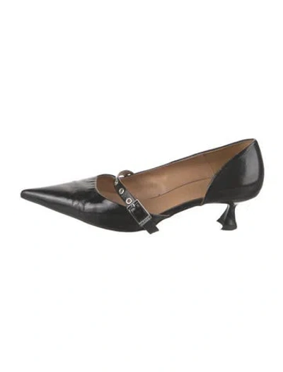 Pre-owned Ganni Leather D'orsay Pumps In Black