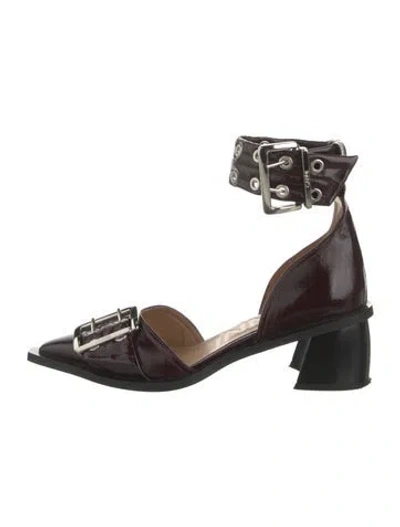Pre-owned Ganni Leather D'orsay Pumps In Black